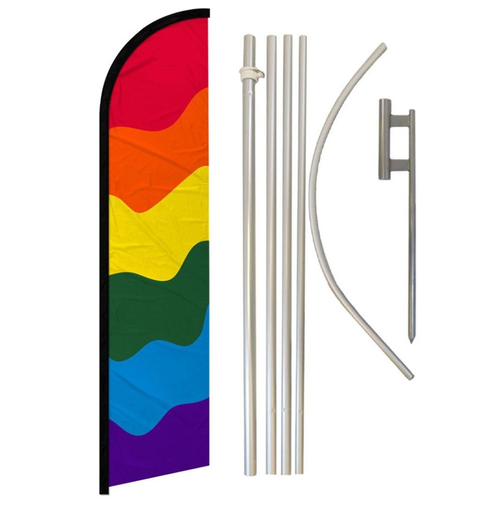 Rainbow Windless Banner Flag & Pole Kit - Flags Importer