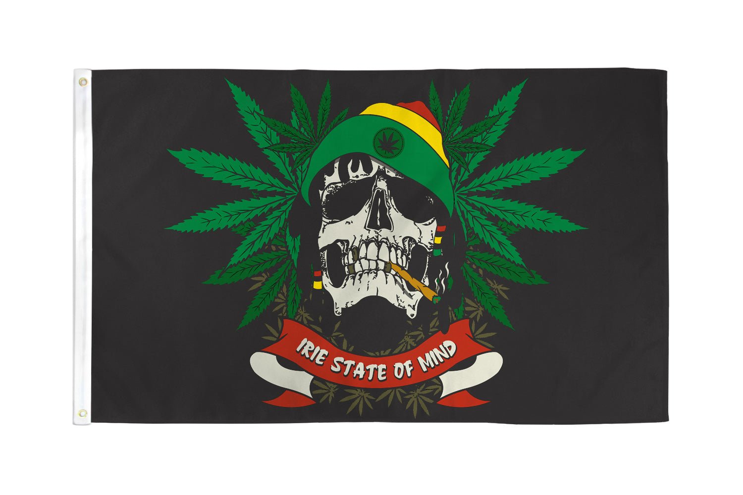 Rasta Skull Flag 3x5ft Poly - Flags Importer