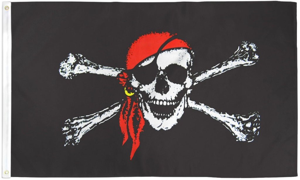 Red Bandana Jolly Roger Flag 2x3ft Poly - Flags Importer