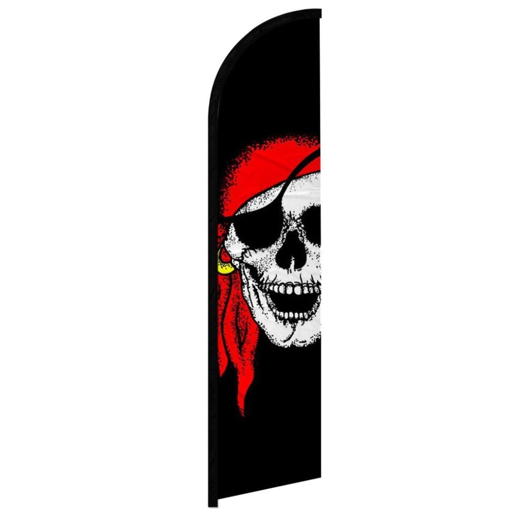 Red Bandana Jolly Roger Windless Banner Flag - Flags Importer