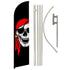 Red Bandana Jolly Roger Windless Banner Flag & Pole Kit - Flags Importer