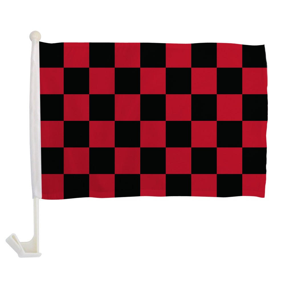 Red & Black Checkered Single - Sided Car Flag - Flags Importer