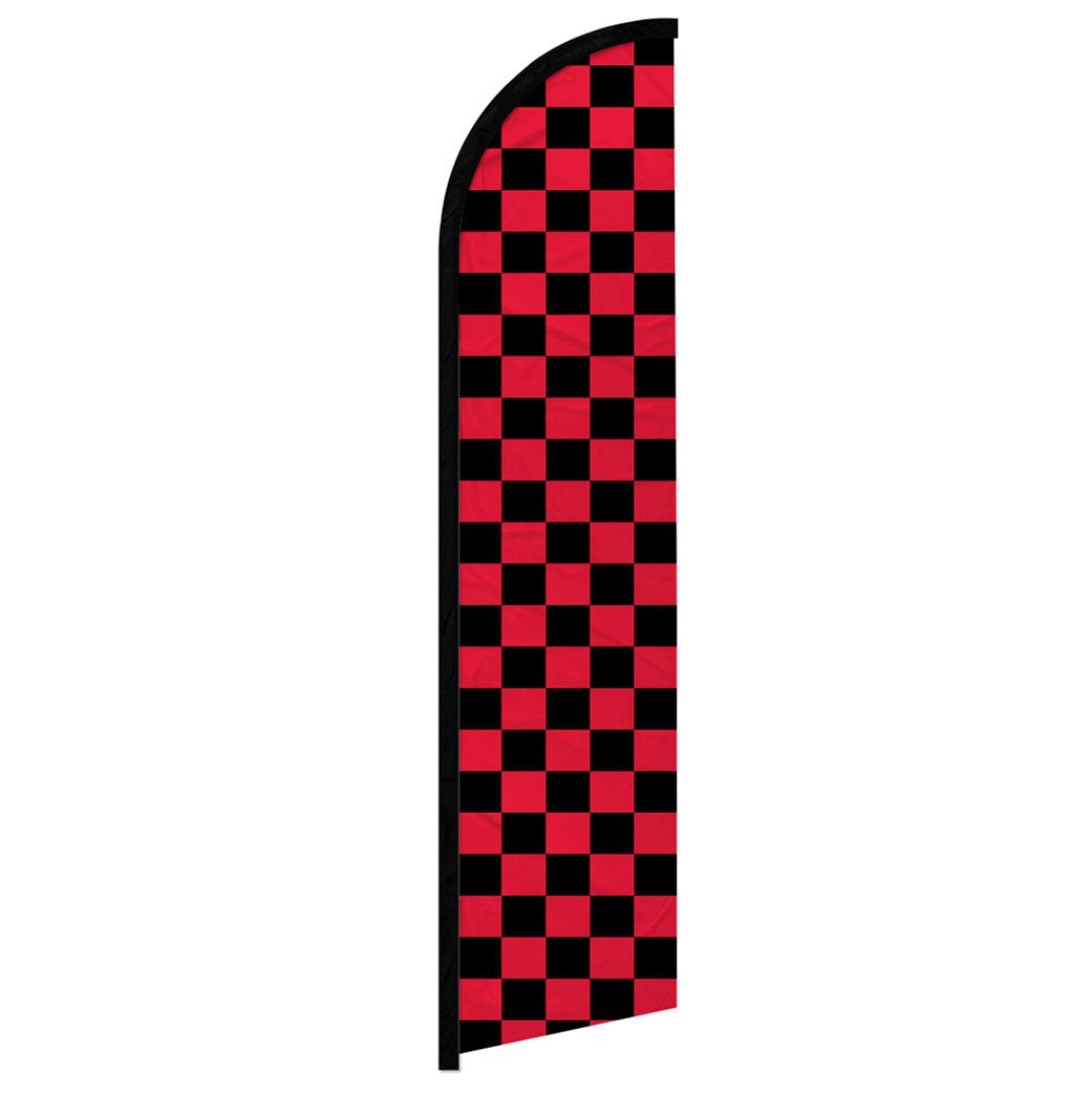 Red & Black Checkered Windless Banner Flag - Flags Importer