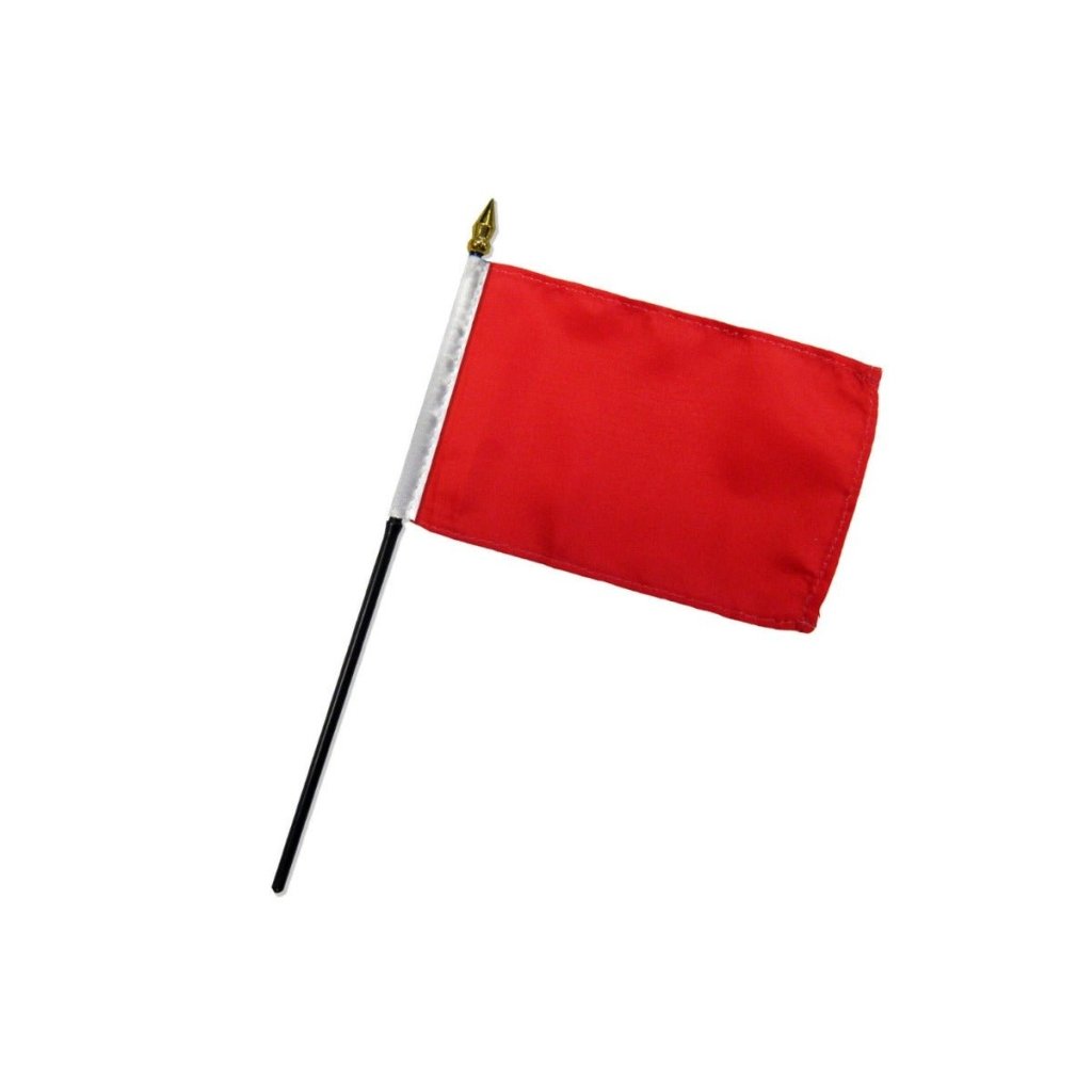 Red Solid Color 4x6in Stick Flag - Flags Importer