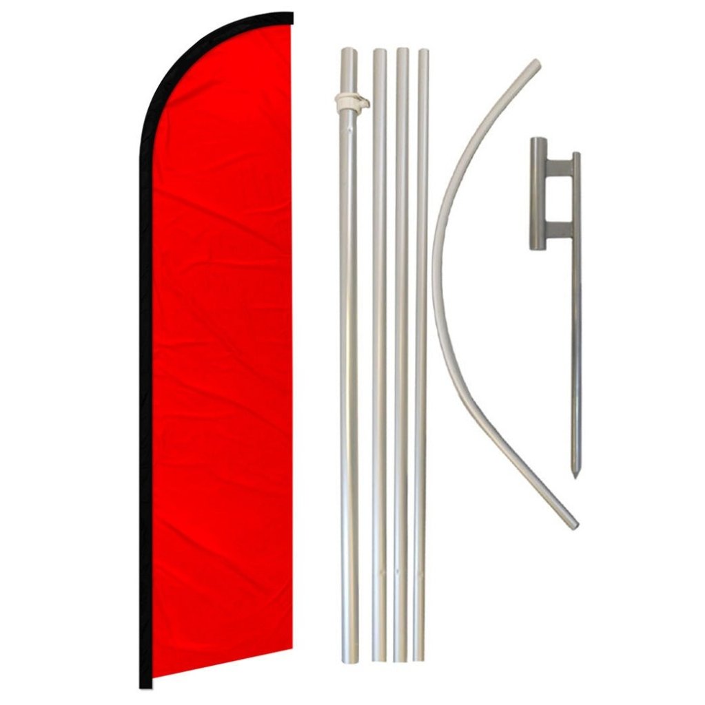 Red Solid Color Windless Banner Flag & Pole Kit - Flags Importer