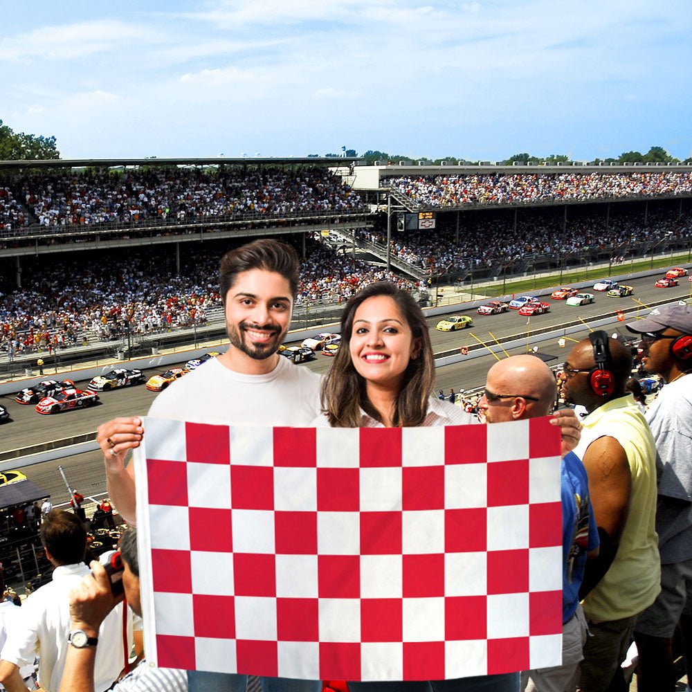 Red & White Checkered Flag 2x3ft Poly - Flags Importer