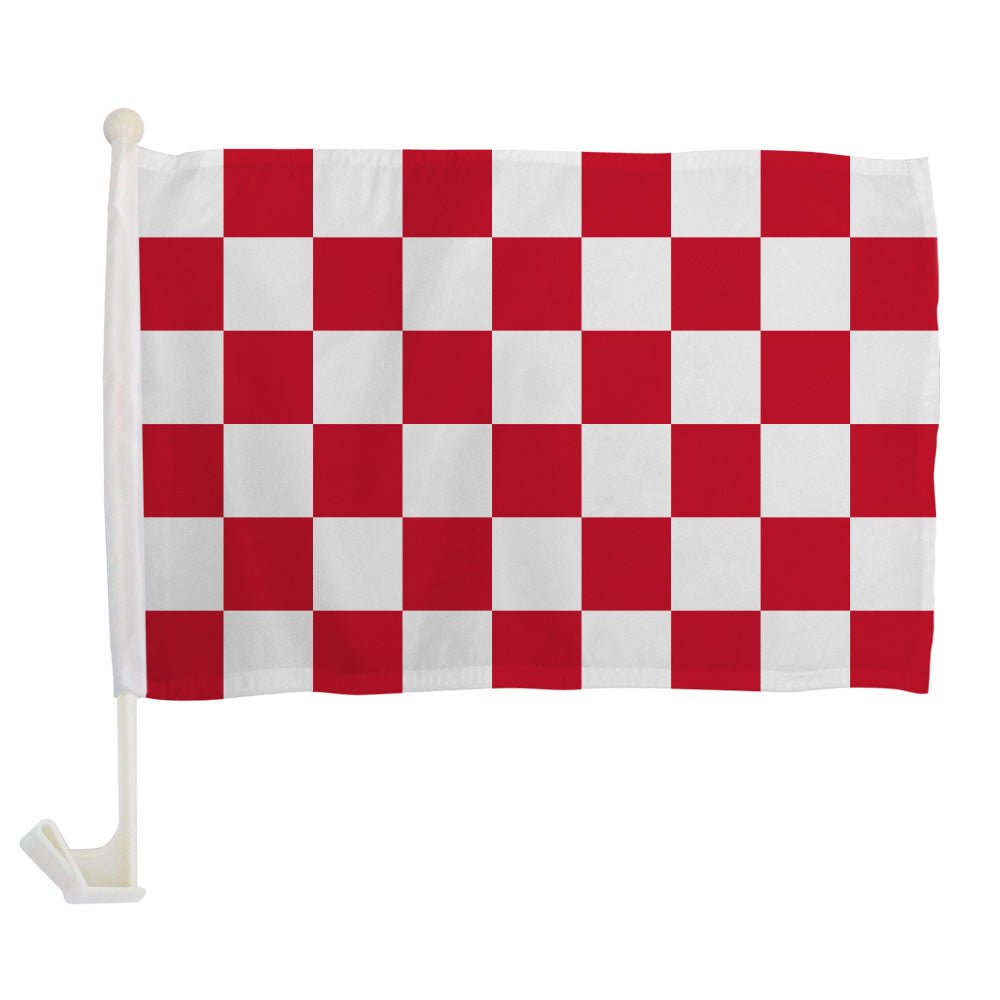 Red & White Checkered Single - Sided Car Flag - Flags Importer