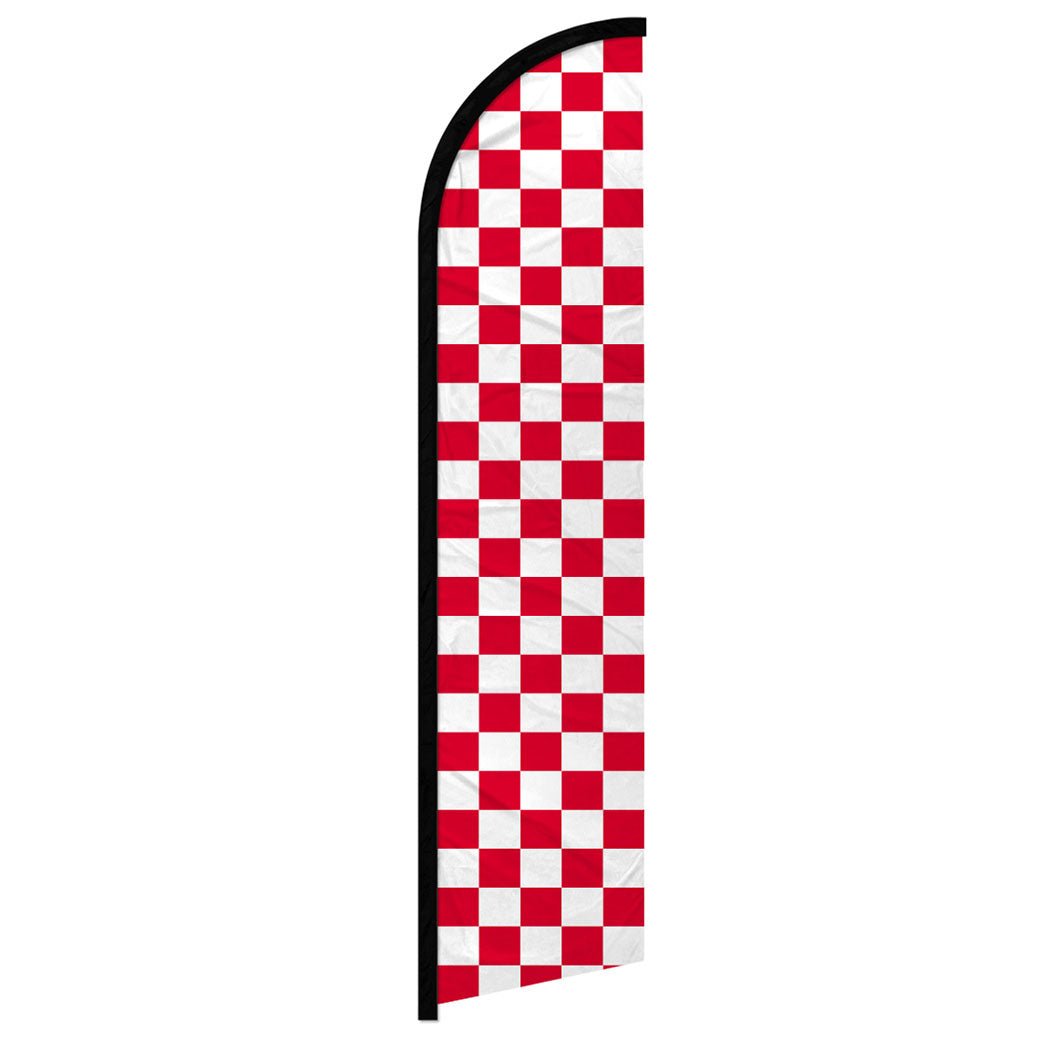 Red & White Checkered Windless Banner Flag - Flags Importer