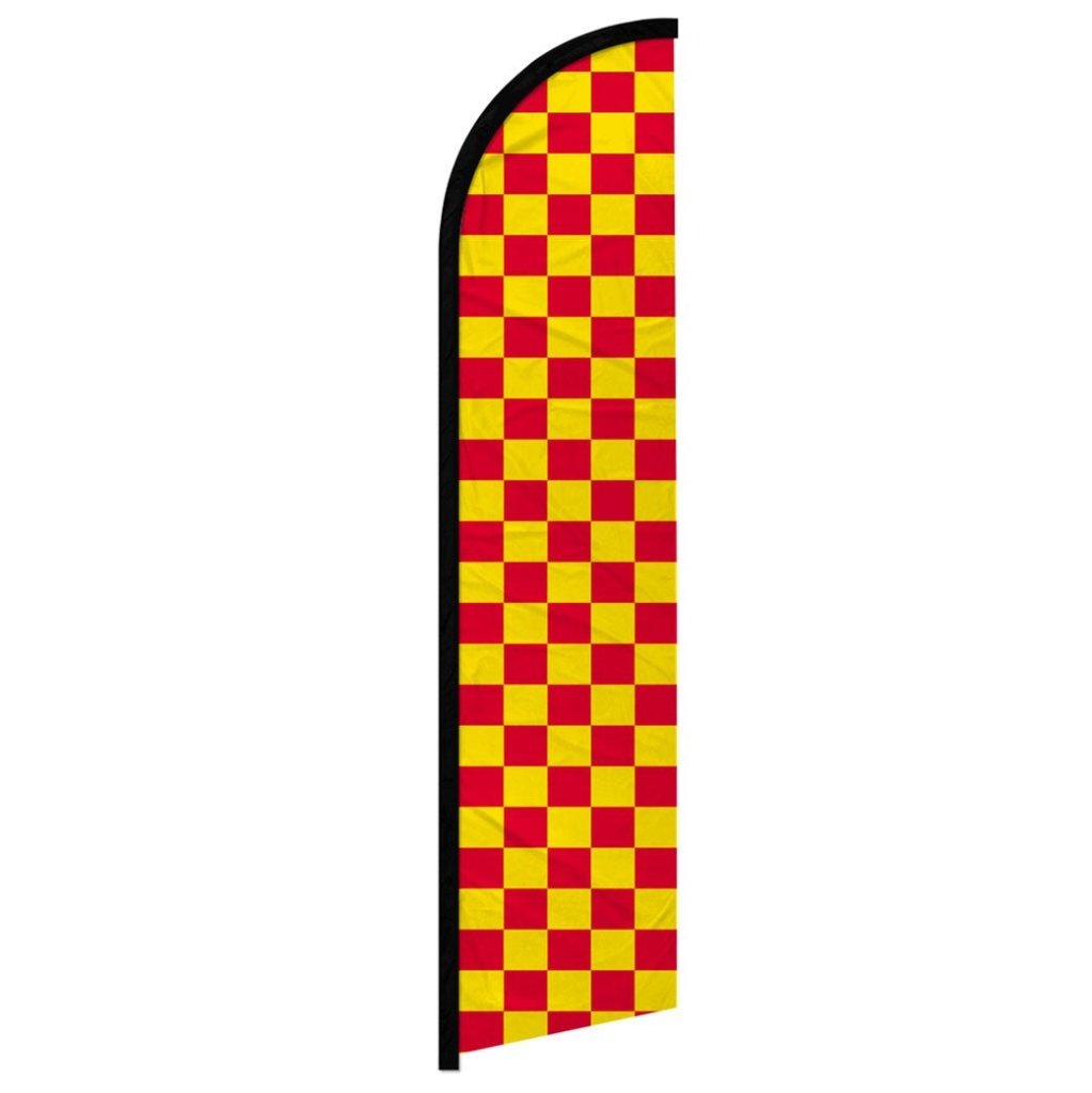 Red & Yellow Checkered Windless Banner Flag - Flags Importer