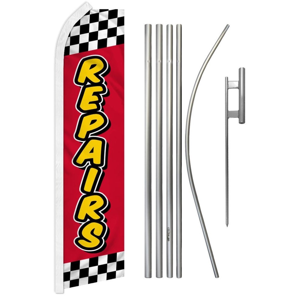 Repairs (Red Checkered) Super Flag & Pole Kit - Flags Importer