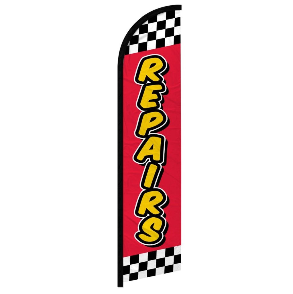 Repairs (Red Checkered) Windless Banner Flag - Flags Importer