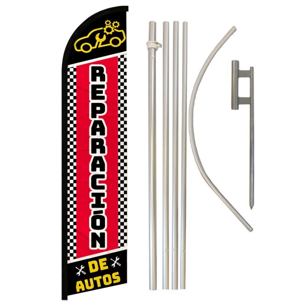 Reparacion De Autos Windless Banner Flag & Pole Kit - Flags Importer