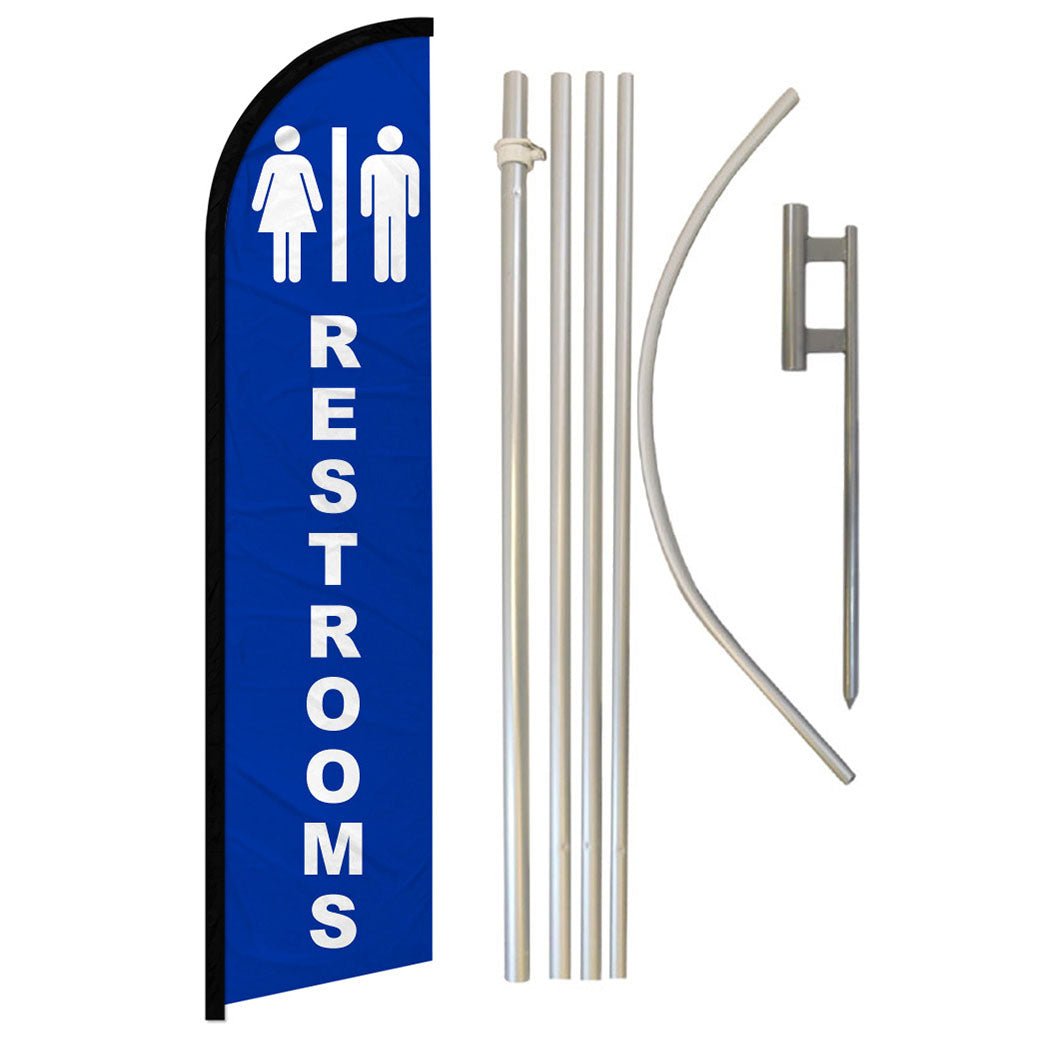 Restrooms Windless Banner Flag & Pole Kit - Flags Importer