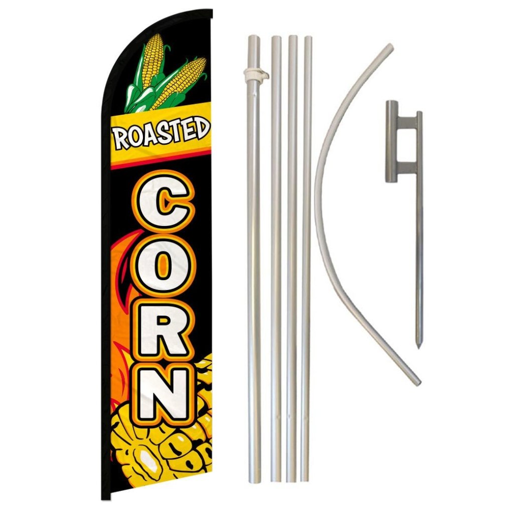 Roasted Corn Windless Banner Flag & Pole Kit - Flags Importer