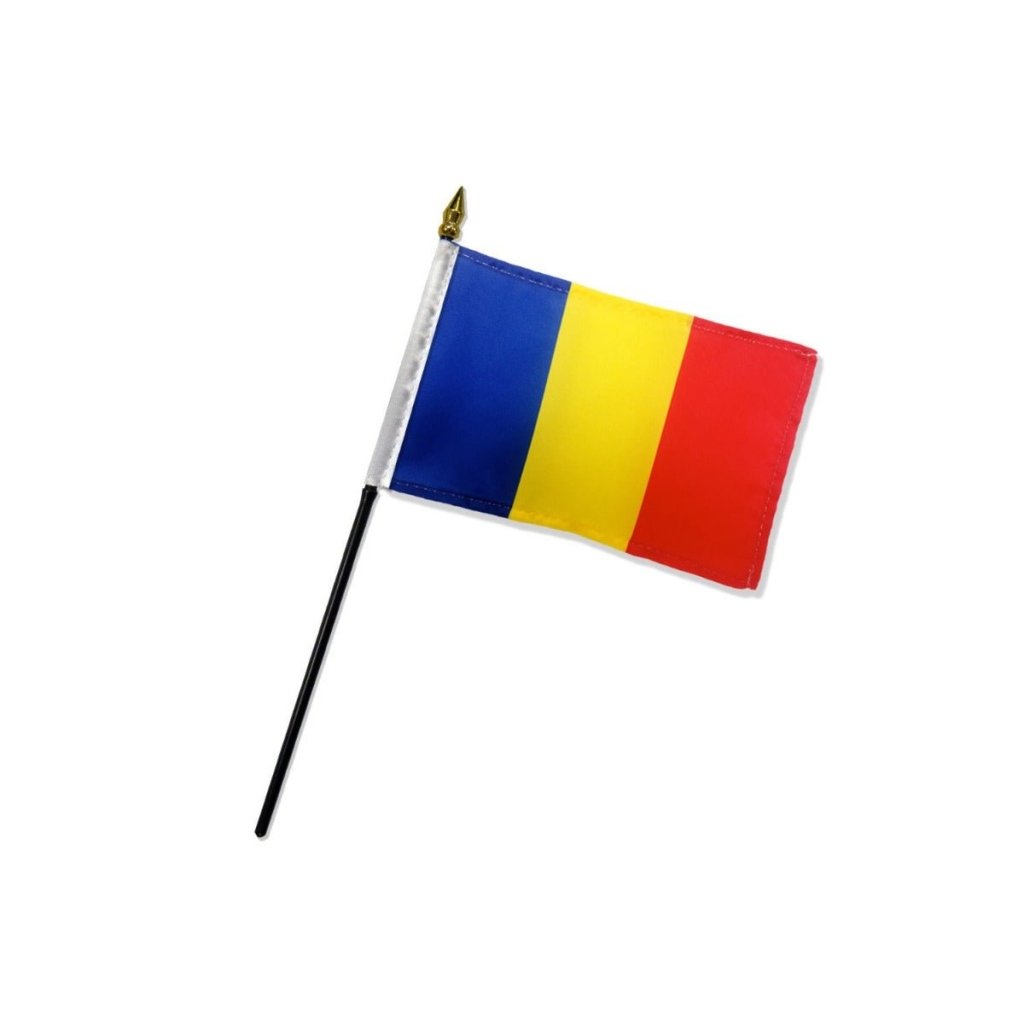 Romania 4x6in Stick Flag - Flags Importer