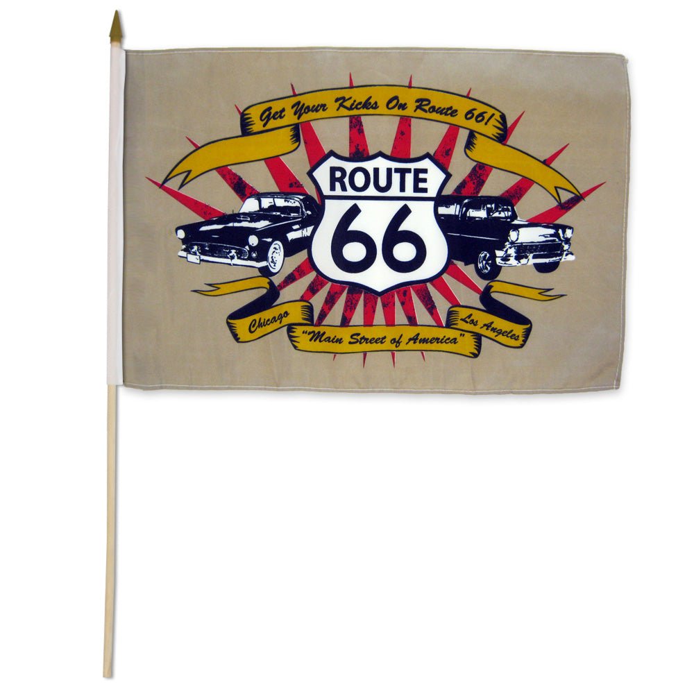 Route 66 (Cars) 12x18in Stick Flag - Flags Importer