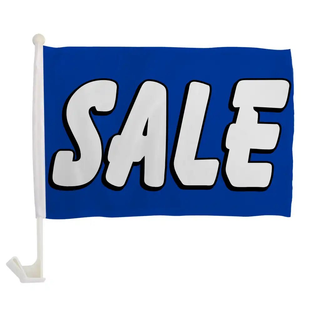 Sale (Blue) Single - Sided Car Flag - Flags Importer