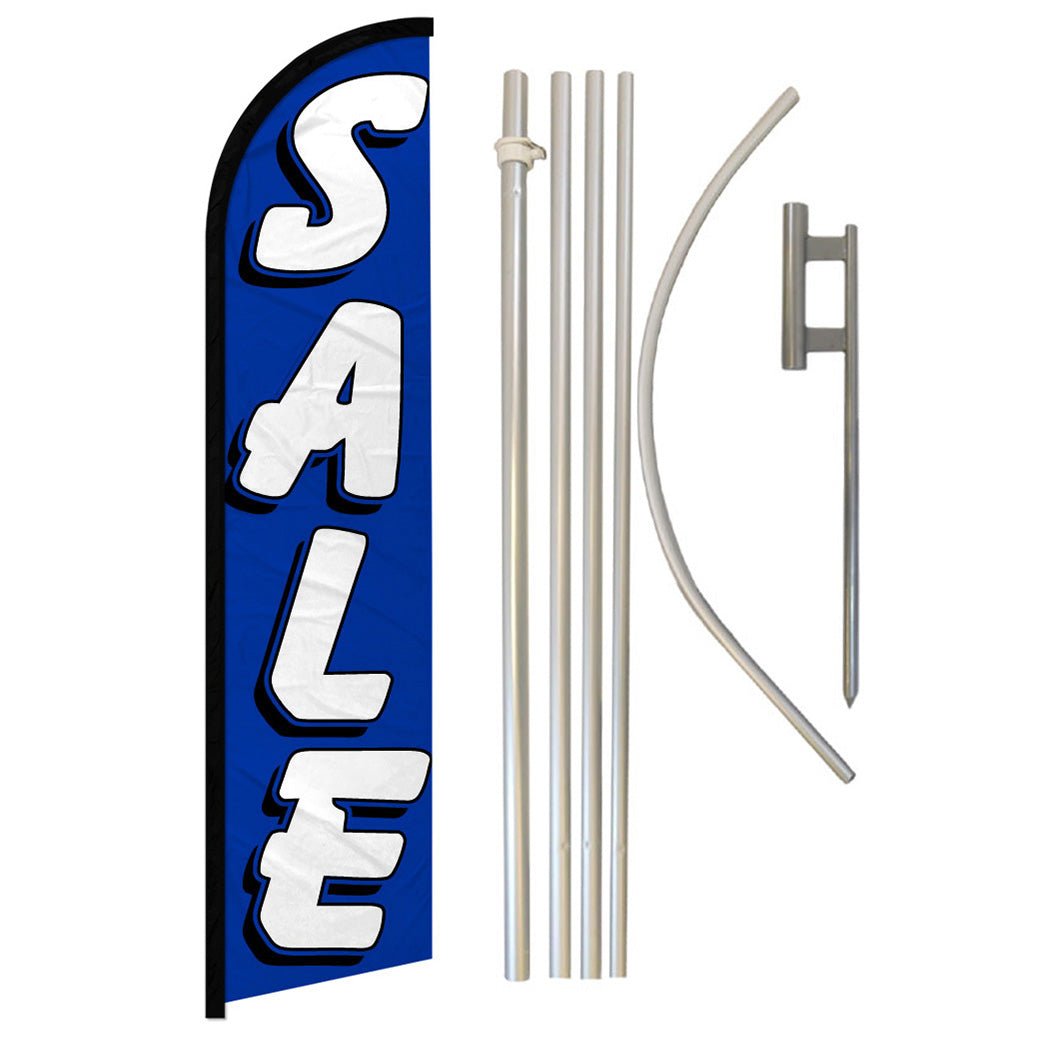 Sale (Blue) Windless Banner Flag & Pole Kit - Flags Importer