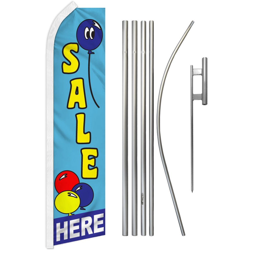 Sale Here (Balloons) Super Flag & Pole Kit - Flags Importer