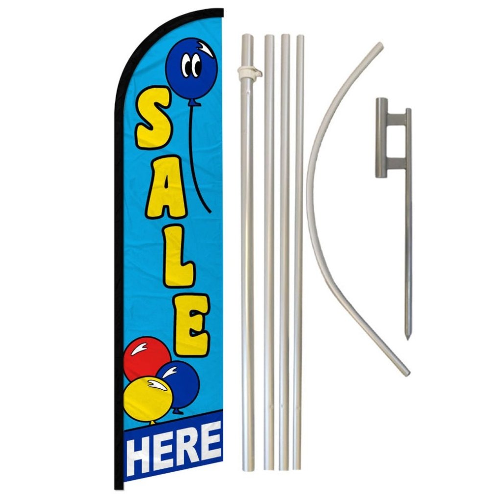 Sale Here (Balloons) Windless Banner Flag & Pole Kit - Flags Importer