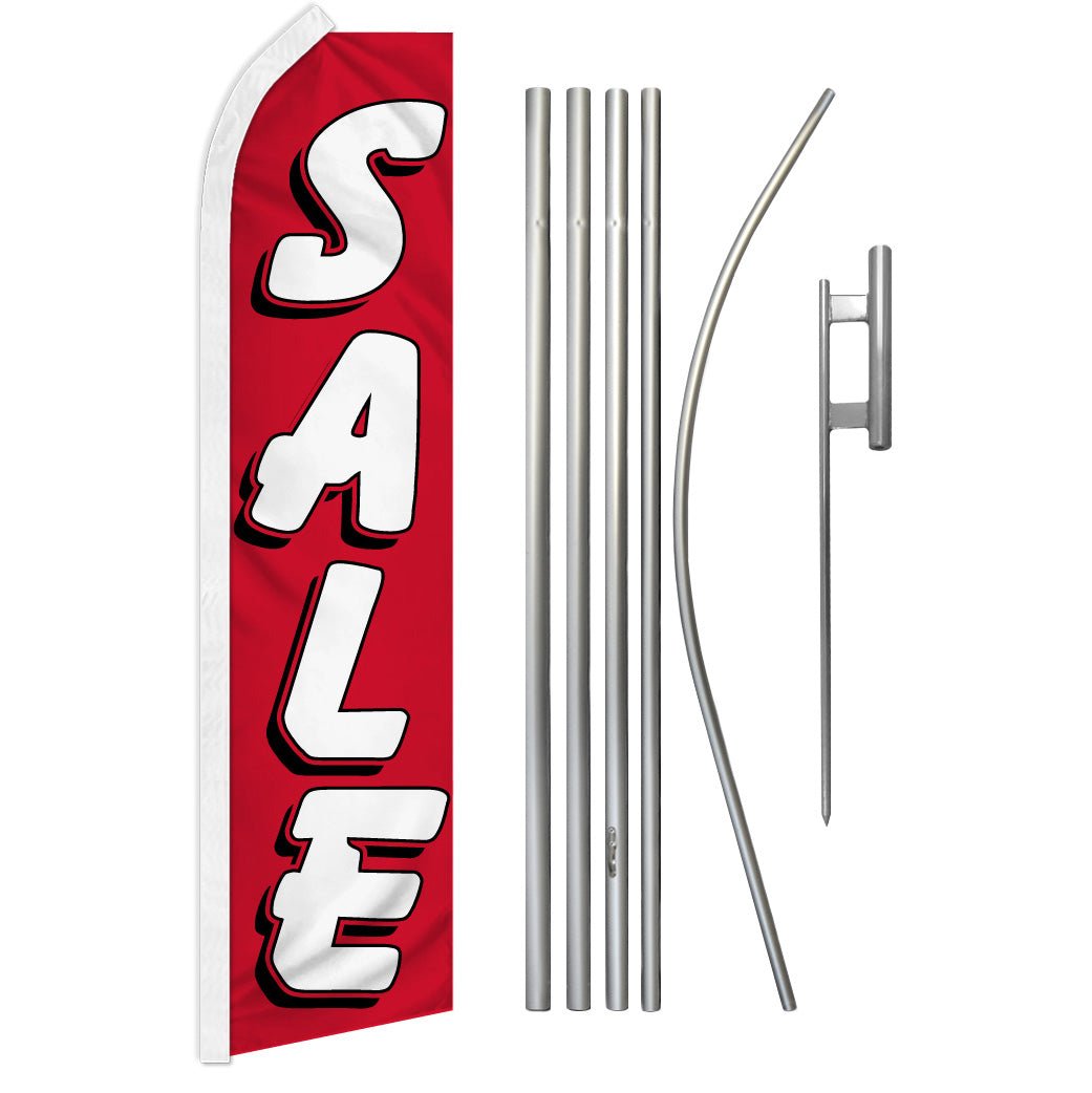 Sale (Red & White) Super Flag & Pole Kit - Flags Importer