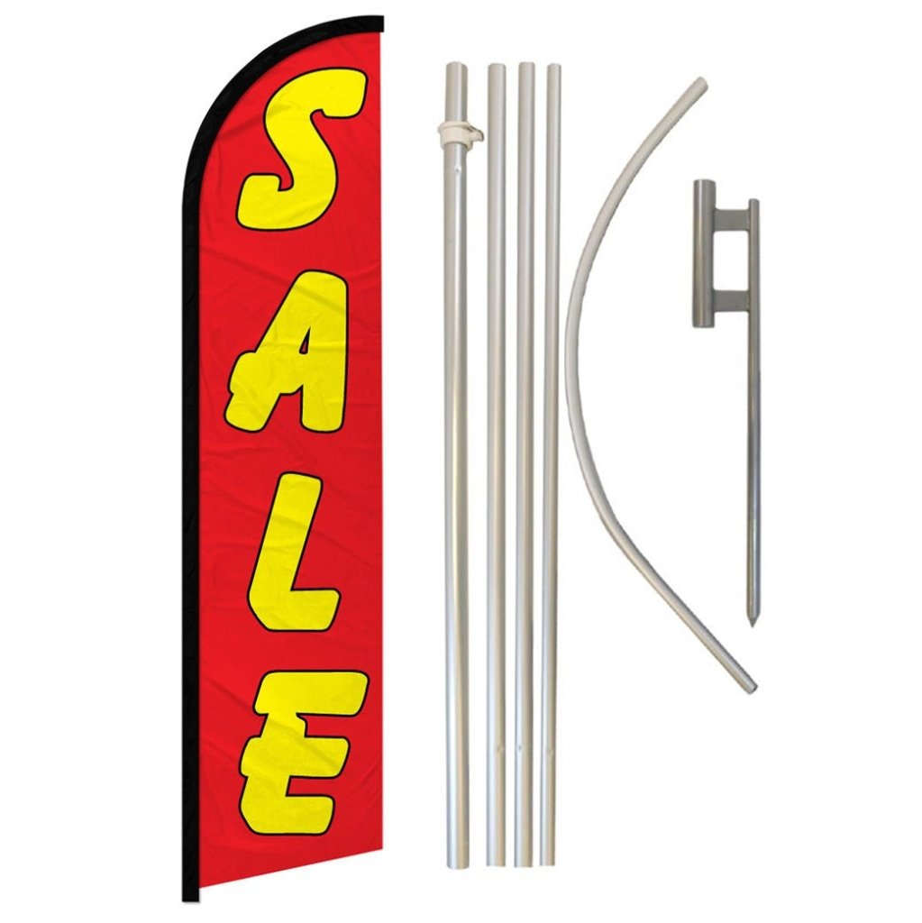 Sale (Red & Yellow) Windless Banner Flag & Pole Kit - Flags Importer