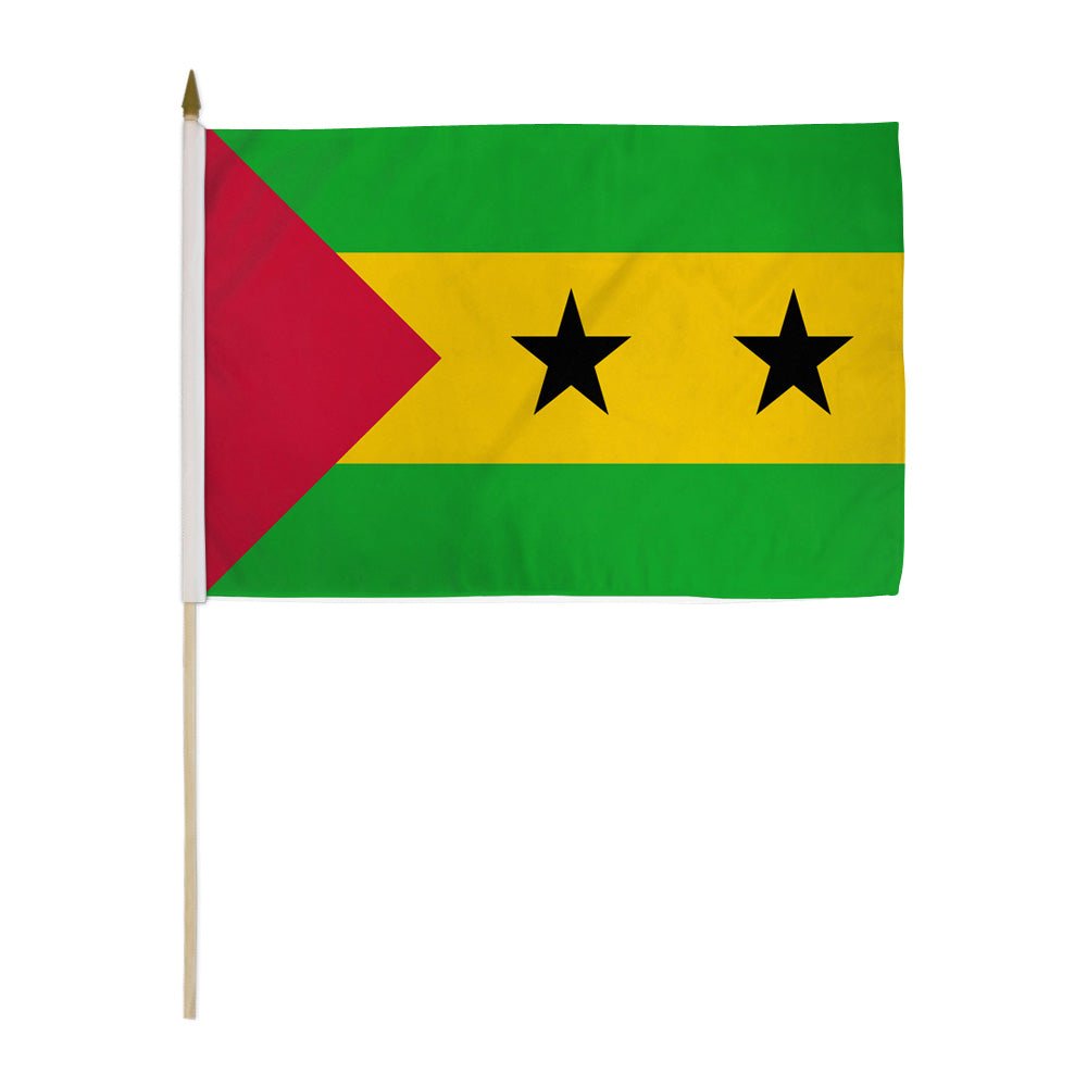 Sao Tome & Principe 12x18in Stick Flag - Flags Importer