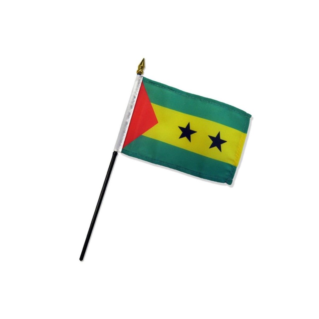 Sao Tome & Principe 4x6in Stick Flag - Flags Importer