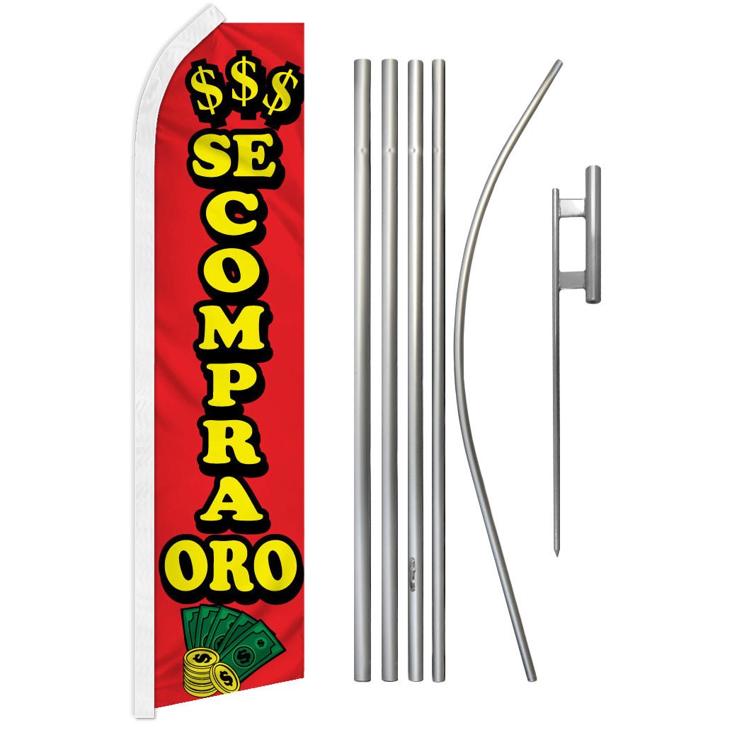 Se Compra Oro (We Buy Gold) Super Flag & Pole Kit - Flags Importer