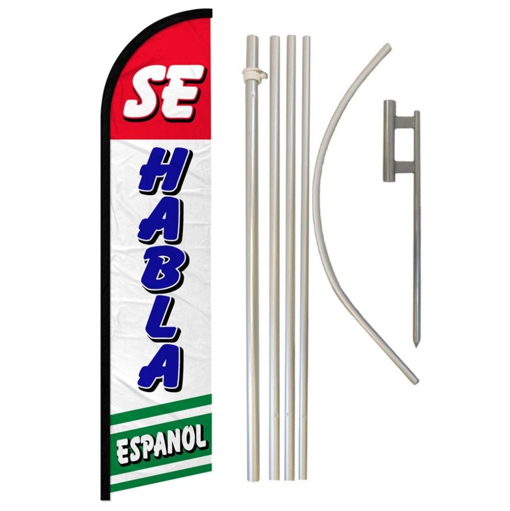 Se Habla Espanol #3 Windless Banner Flag & Pole Kit - Flags Importer