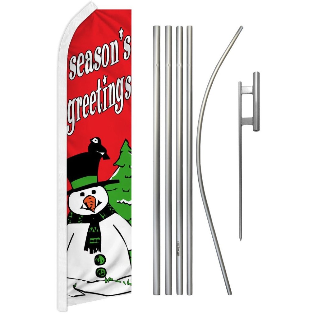 Season's Greetings (Snowman) Super Flag & Pole Kit - Flags Importer