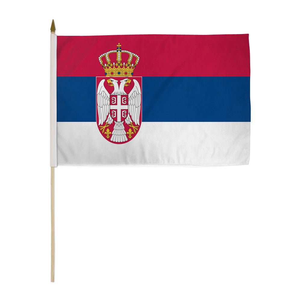 Serbia 12x18in Stick Flag - Flags Importer