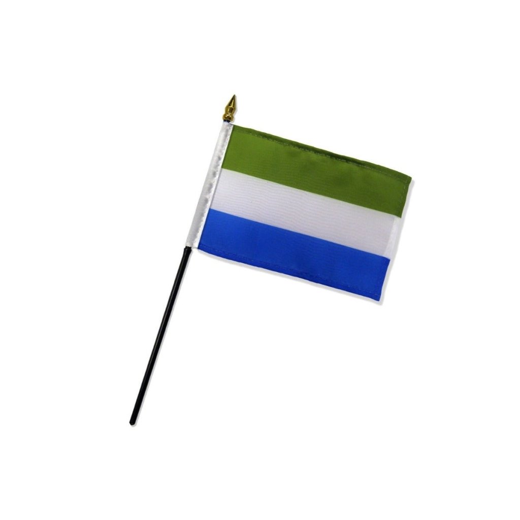 Sierra Leone 4x6in Stick Flag - Flags Importer