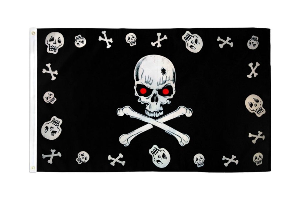 Skull and Bones Red Eyes Pirate Flag 3x5ft Poly - Flags Importer