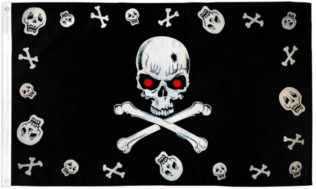 Skull and Bones Red Eyes Pirate Flag 3x5ft Poly - Flags Importer