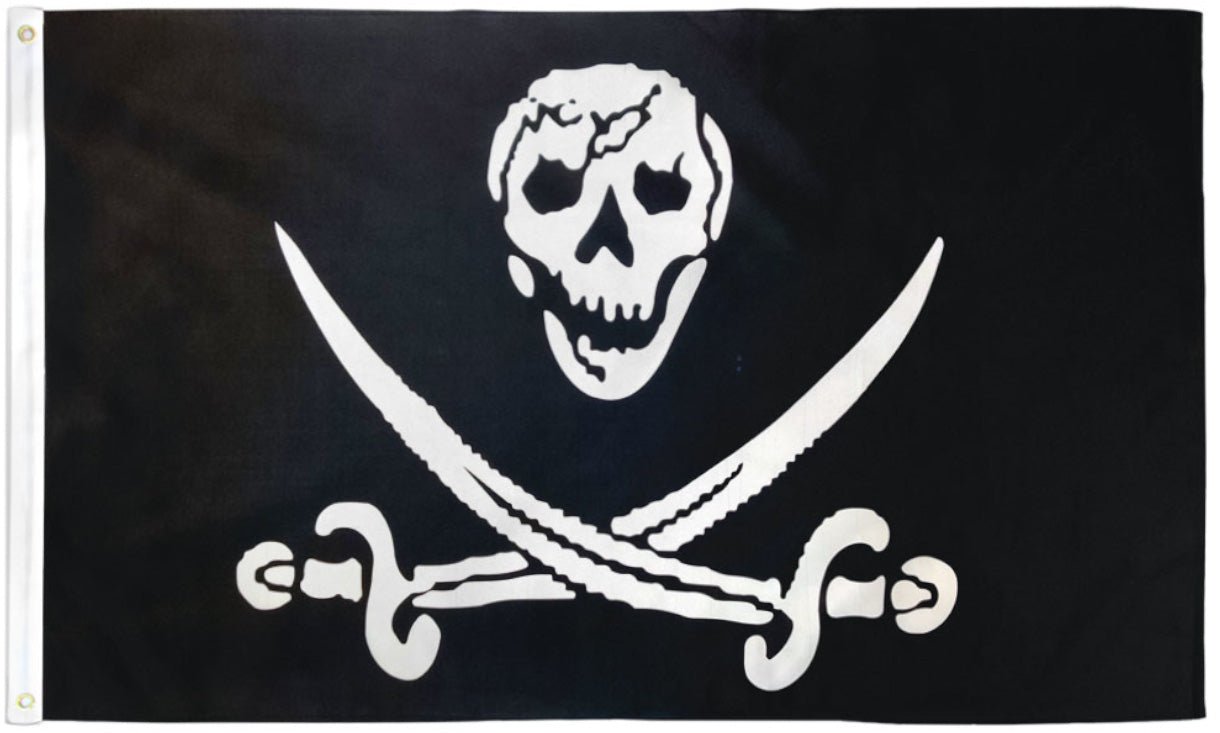 Skull & Two Swords Pirate Flag 3x5ft Poly - Flags Importer