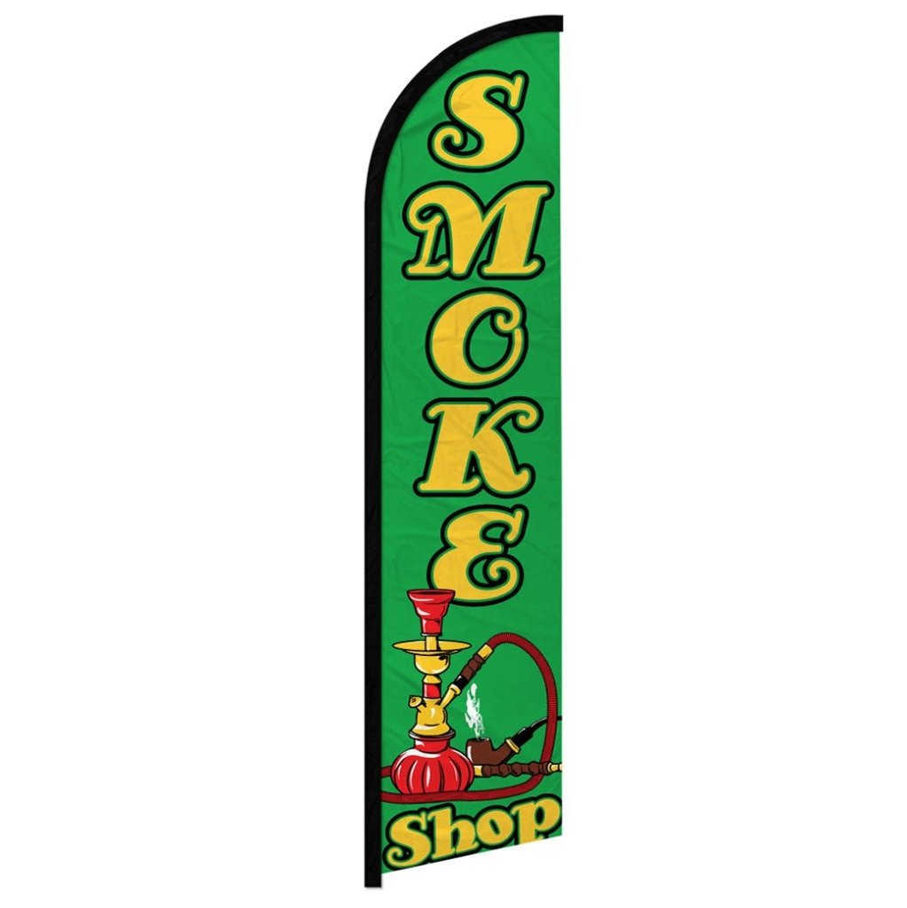 Smoke Shop (Green) Windless Banner Flag - Flags Importer