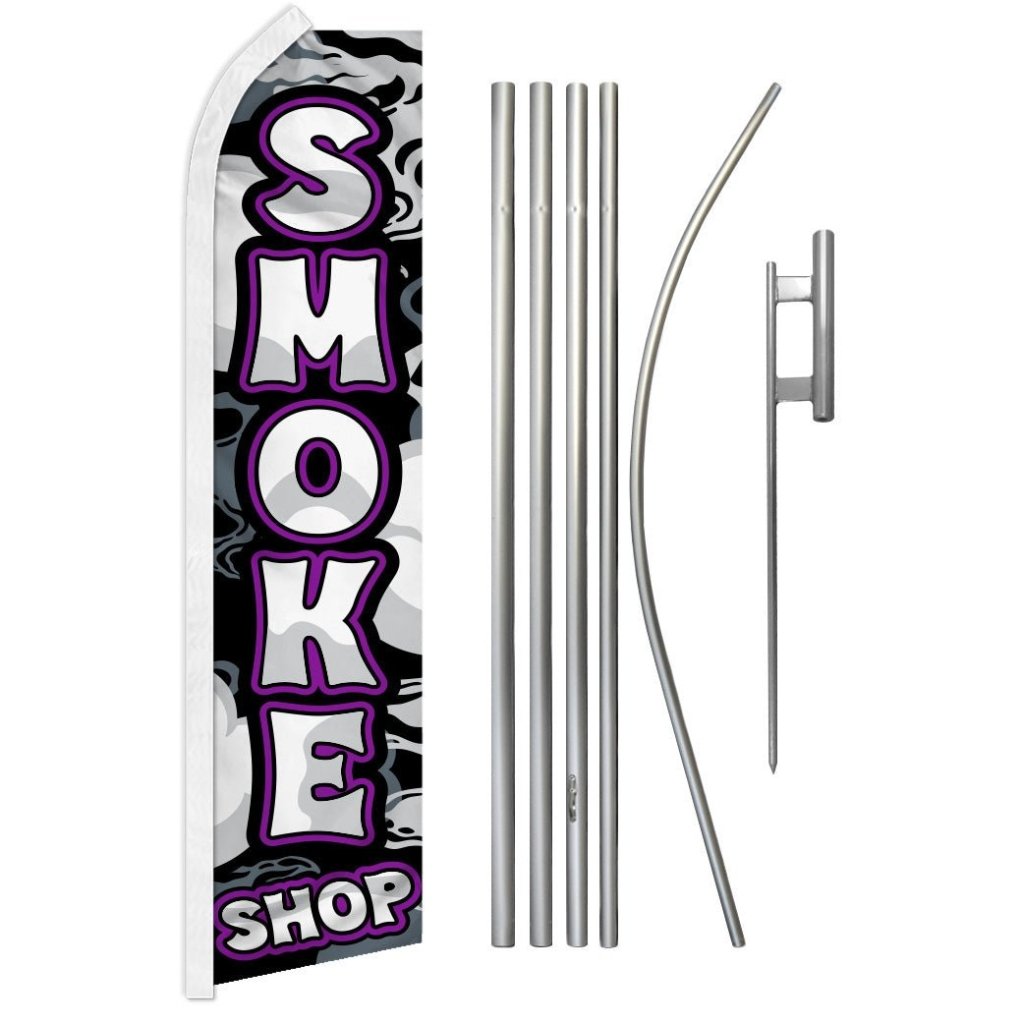 Smoke Shop (Purple) Super Flag & Pole Kit - Flags Importer