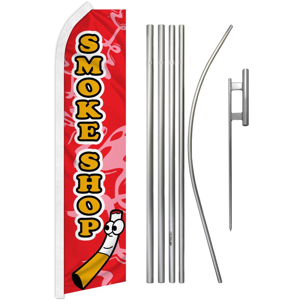 Smoke Shop (Red) Super Flag & Pole Kit - Flags Importer