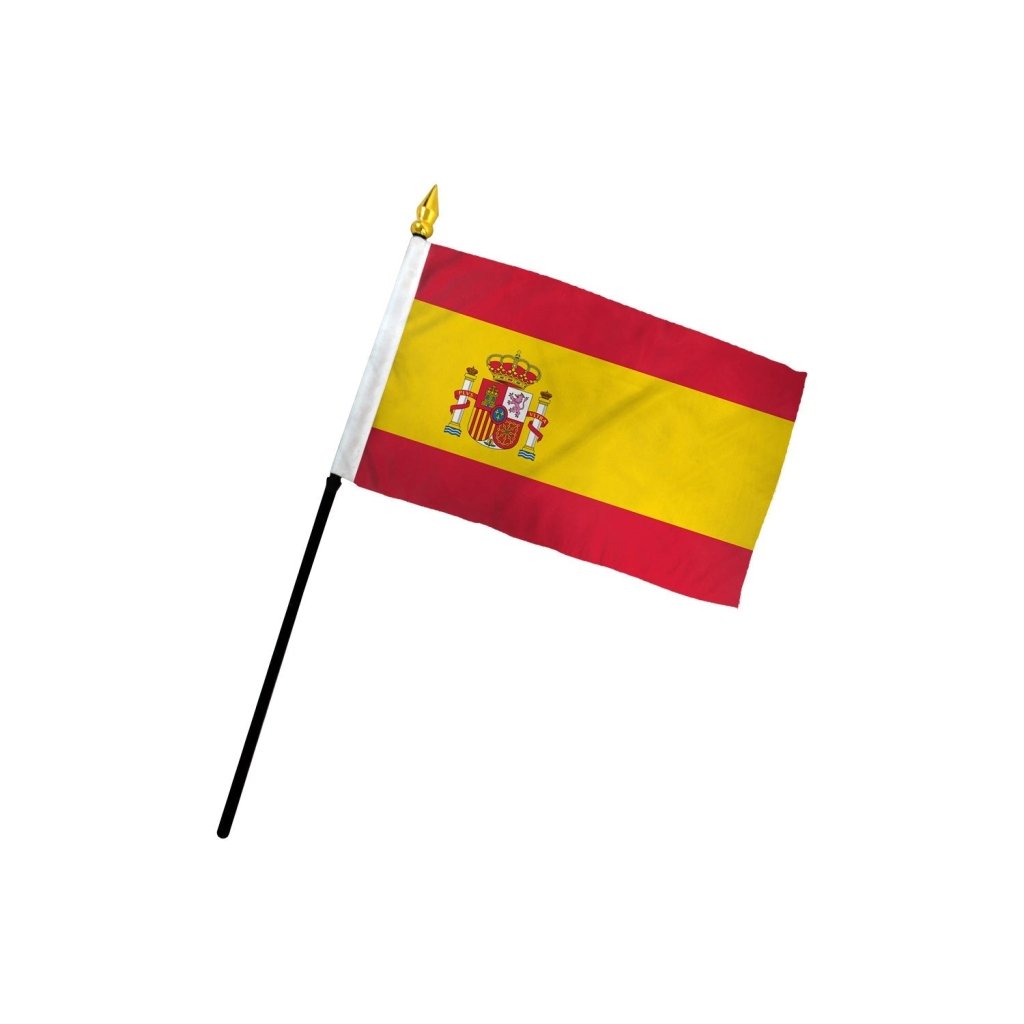 Spain 4x6in Stick Flag - Flags Importer