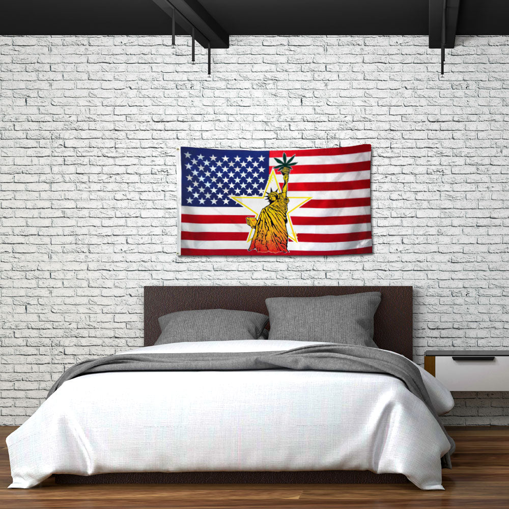 Statue of Liberty with Leaf Flag 3x5ft Poly - Flags Importer