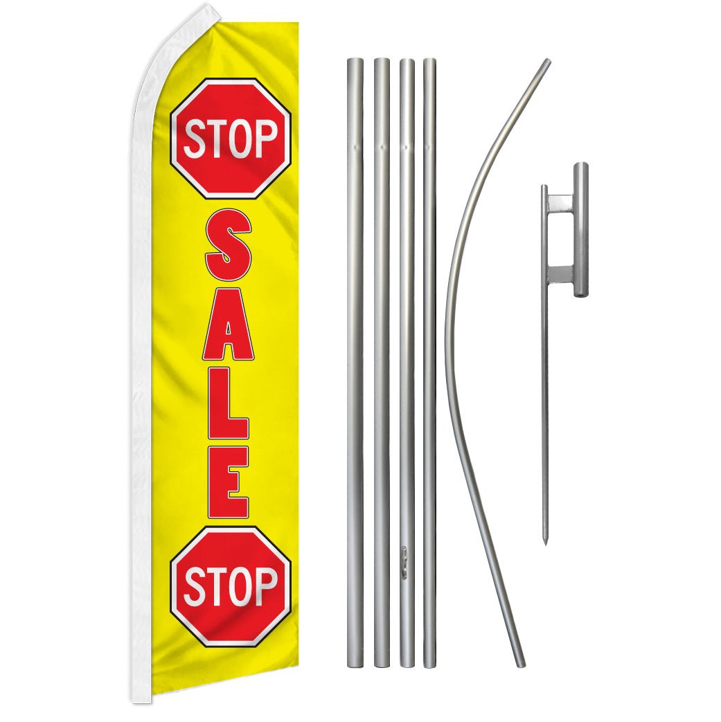 Stop Sale Stop (Red & Yellow) Super Flag & Pole Kit - Flags Importer