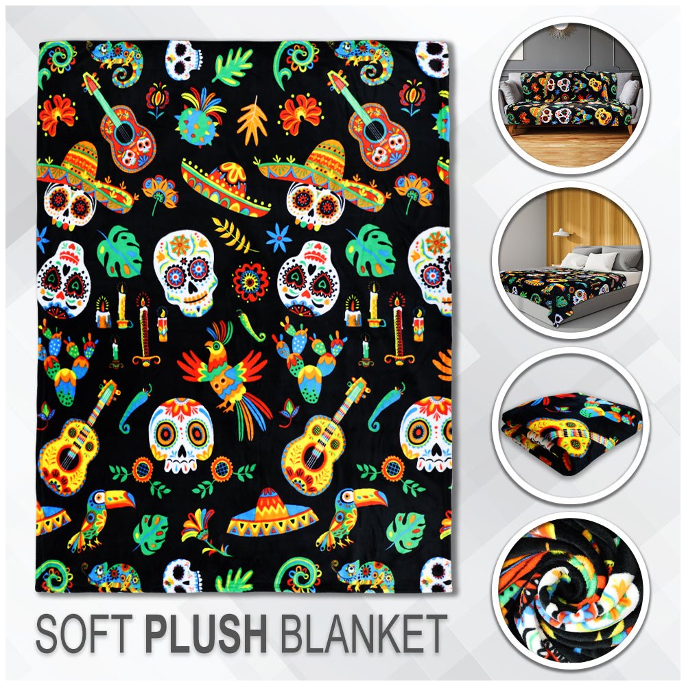 Sugar Skull (Fiesta) Soft Plush 50x60in Blanket - Flags Importer