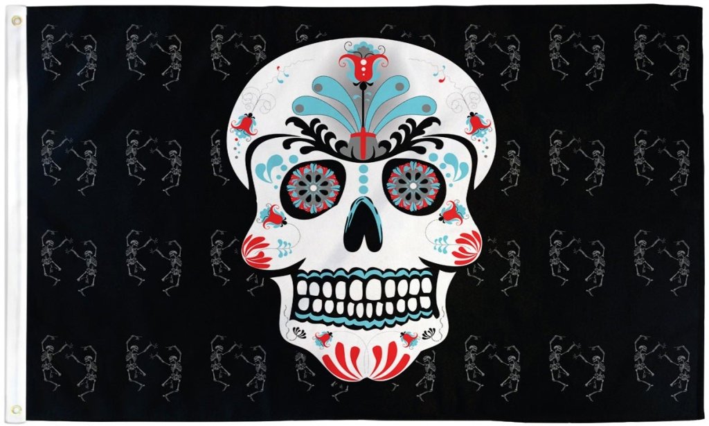 Sugar Skull Flag 3x5ft Poly - Flags Importer