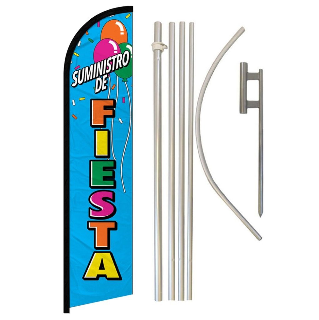 Suministro De Fiesta Windless Banner Flag & Pole Kit - Flags Importer