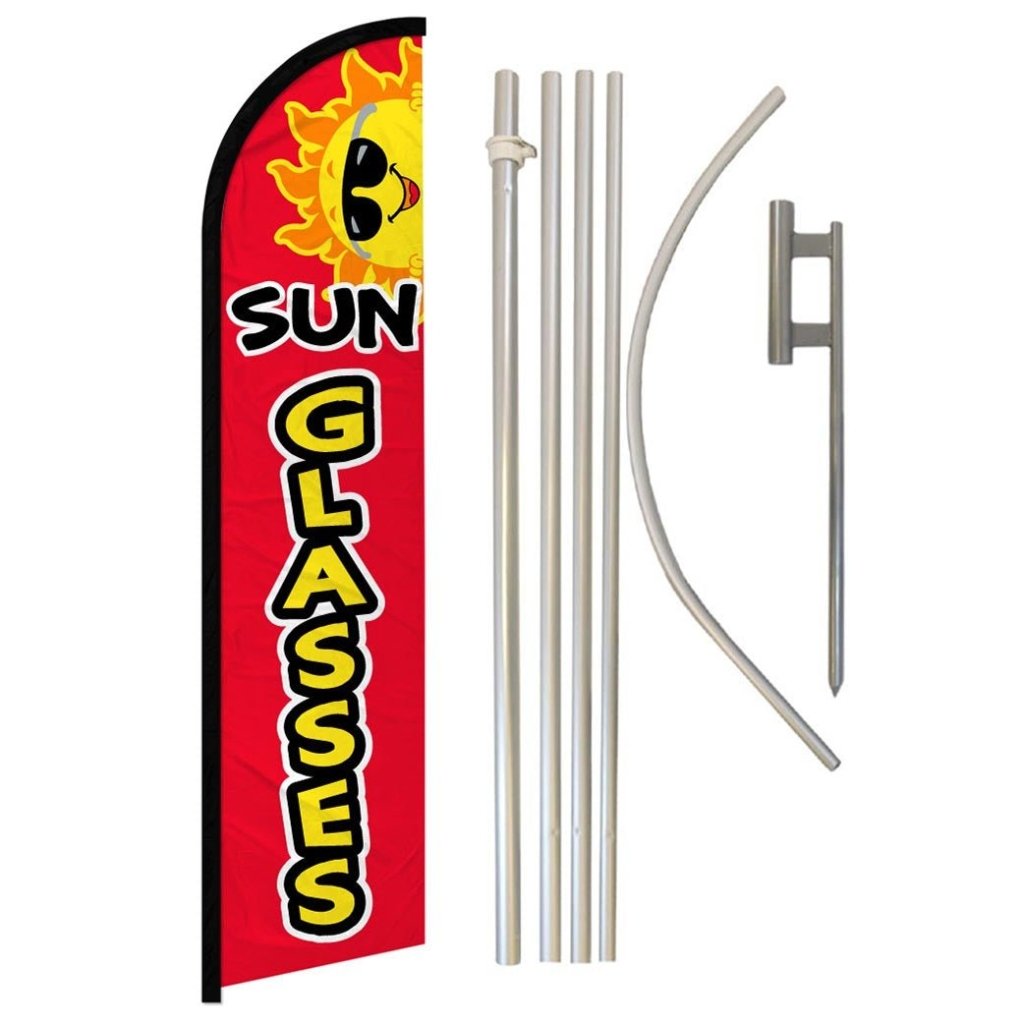 Sunglasses (Red) Windless Banner Flag & Pole Kit - Flags Importer