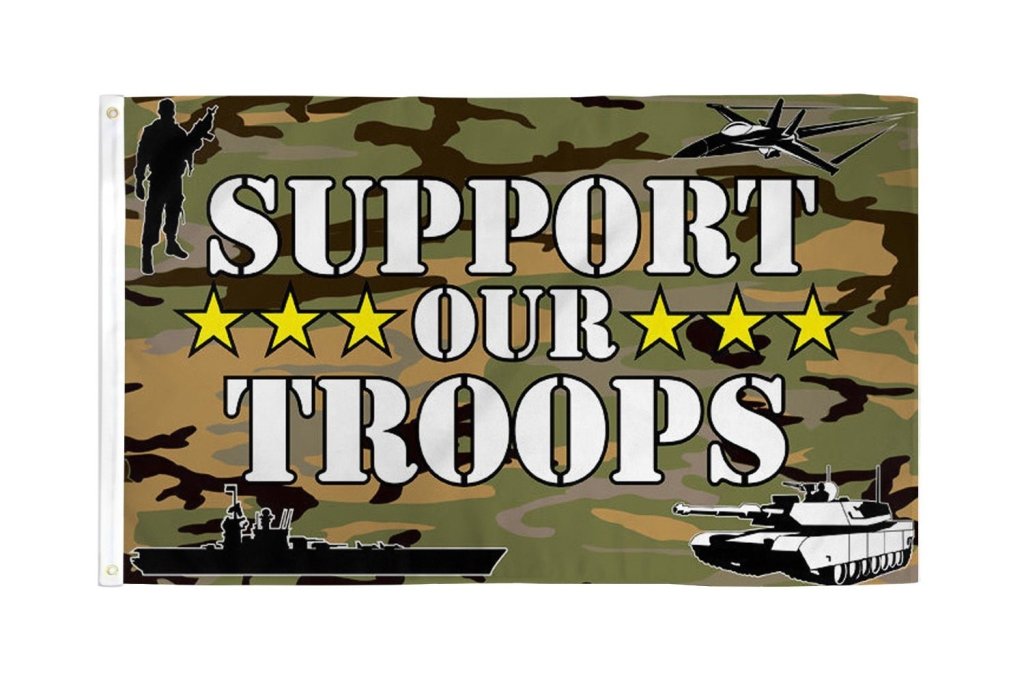 Support our Troops (Camo) Flag 3x5ft Poly - Flags Importer