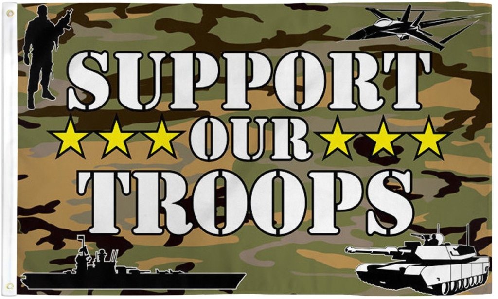 Support our Troops (Camo) Flag 3x5ft Poly - Flags Importer