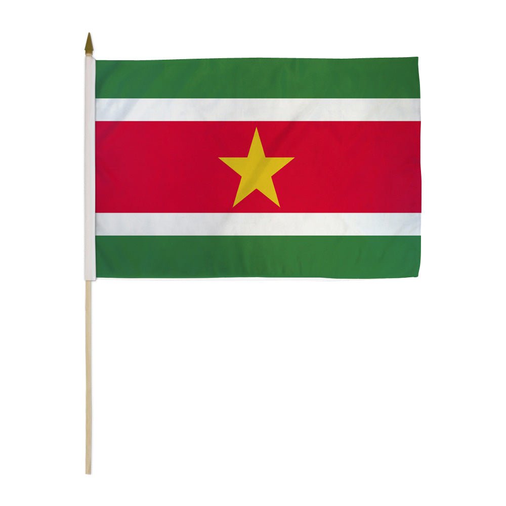 Suriname 12x18in Stick Flag - Flags Importer