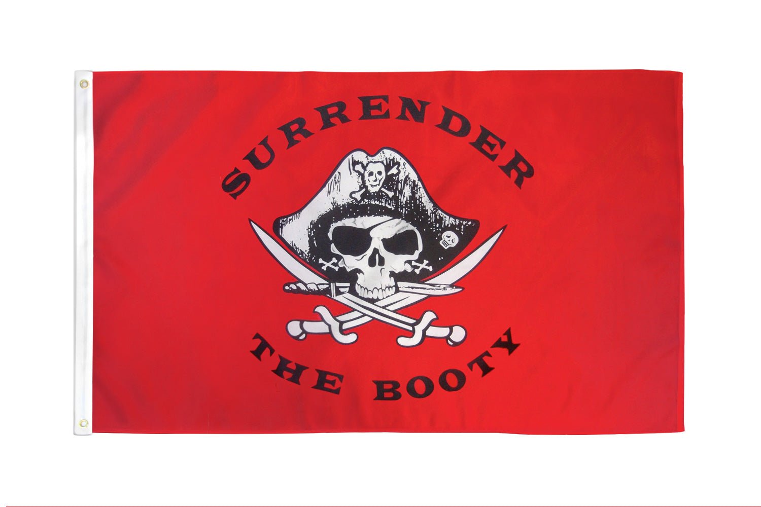 Surrender The Booty (Red) Pirate Flag 2x3ft Poly - Flags Importer